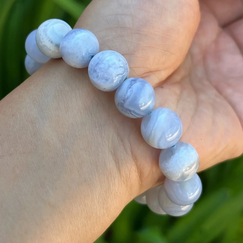 12.5mm stretchable blue lace agate bracelet 0171‎